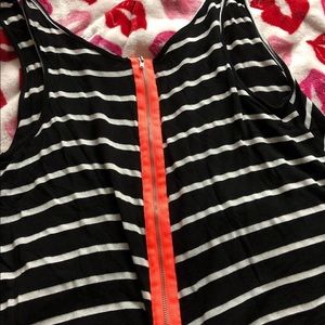 B&W Striped tank top with coral back zipper